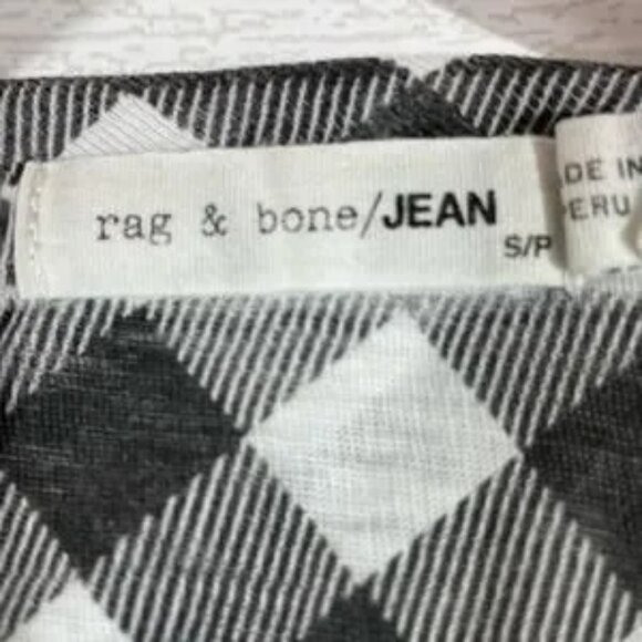 Rag and Bone Black White Plaid Tee Size Small - Picture 2 of 3